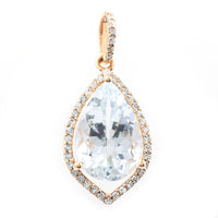 3.05 Ct Pear Mixed Cut Natural Aquamarine 14K Gold Pendant