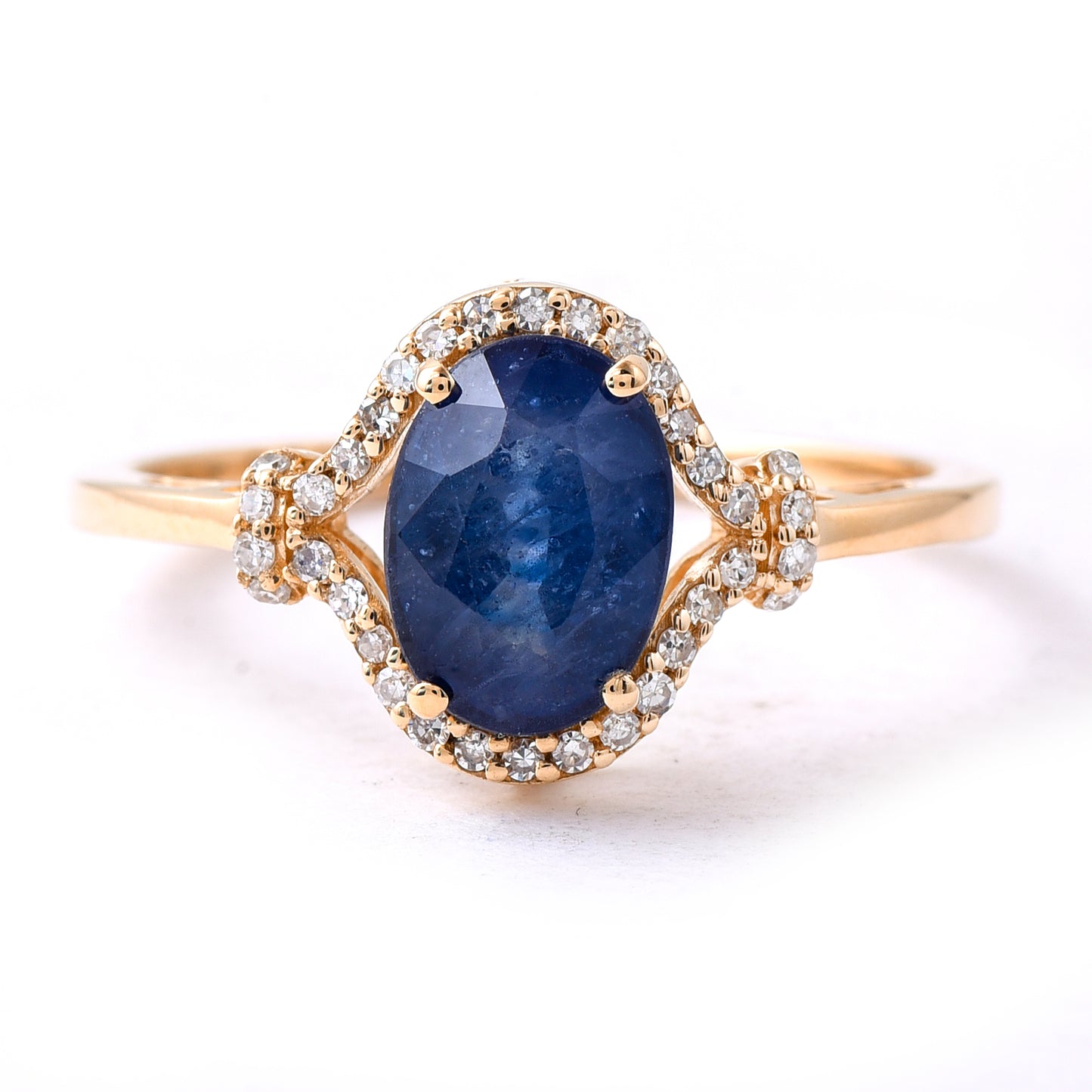 2.03 Ct Oval Mixed Cut Natural Sapphire 14K Gold Ring