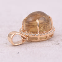 4.05 Ct Oval Cabochon Cut Natural Tourmaline 14K Gold Pendant