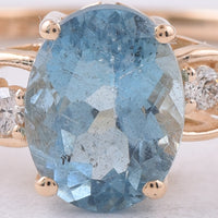 1.49 Ct Oval Natural Aquamarine 14K Gold Ring