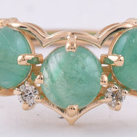 1.64 Ct Round Cabochon Cut Natural Emerald 14K Gold Ring