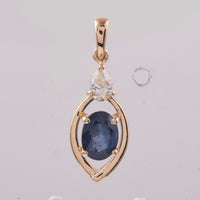1.39 Ct Oval Natural Sapphire 14K Gold Pendant