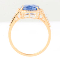 3.76 Ct Oval Mixed Cut Natural Sapphire 14K Gold Ring