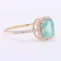 1.29 Ct Octagon Step Cut Natural Emerald 14K Gold Ring
