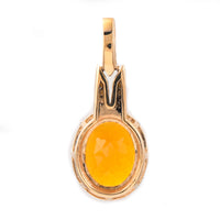 1.88 Ct Oval Mixed Cut Natural Fire Opal 14K Gold Pendant