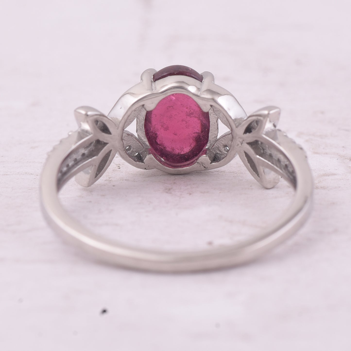 1.62 Ct Oval Cabochon Cut Natural Pink Tourmaline 950 Platinum Ring