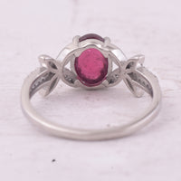 1.62 Ct Oval Cabochon Cut Natural Pink Tourmaline 950 Platinum Ring