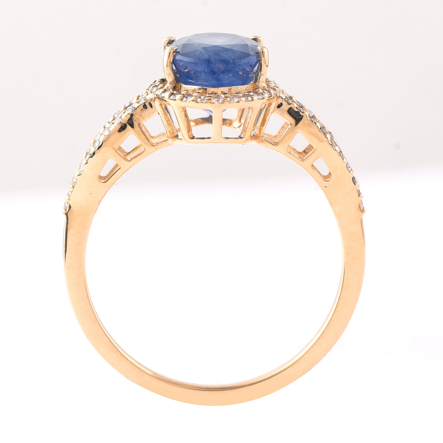 2.99 Ct Oval Mixed Cut Natural Sapphire 14K Gold Ring