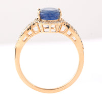2.99 Ct Oval Mixed Cut Natural Sapphire 14K Gold Ring