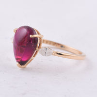 2.30 Ct Pear Cabochon Natural Tourmaline 14K Gold Ring