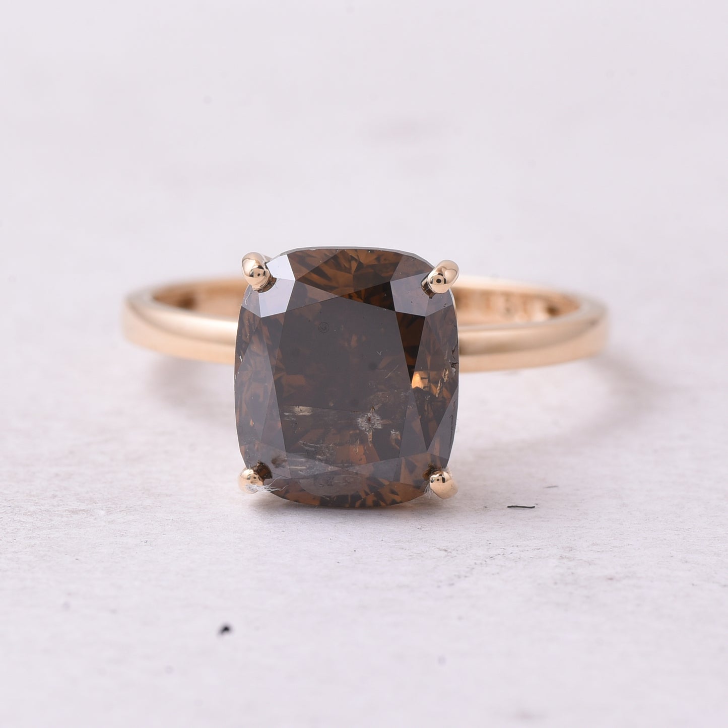 5.06 Ct Cushion Brown Diamond 14K Gold Ring
