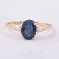 1.83 Ct Oval Natural Sapphire 14K Gold Ring