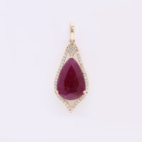 3.09 Ct Pear Mixed Cut Natural Ruby 14K Gold Pendant