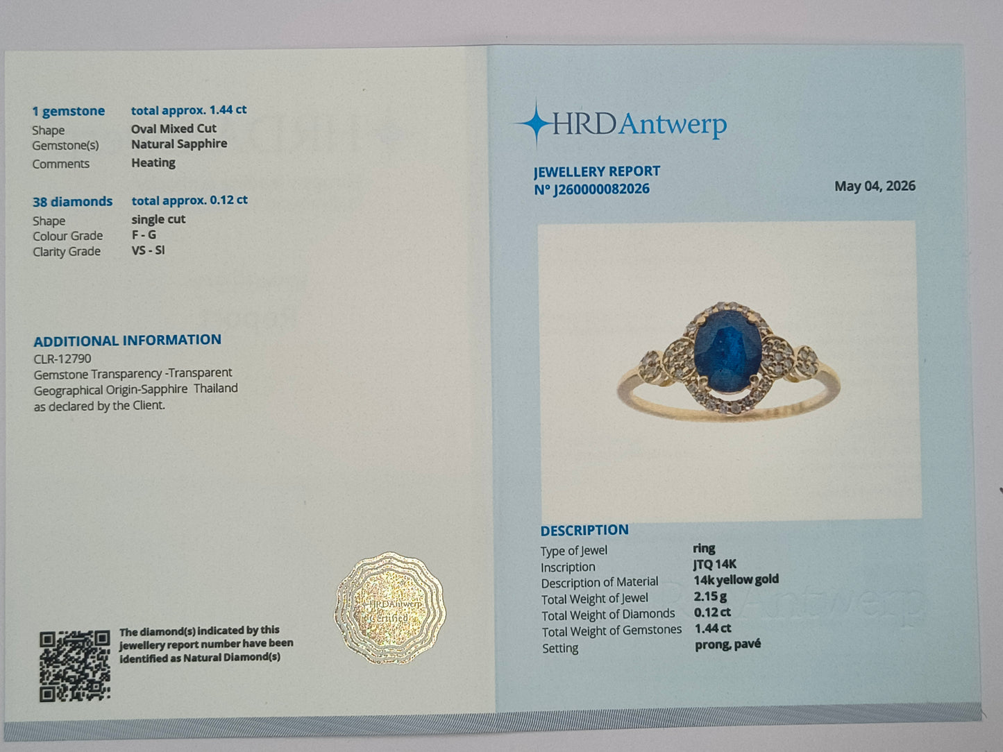 1.56 Ct Oval Mixed Cut Natural Sapphire 14K Gold Ring