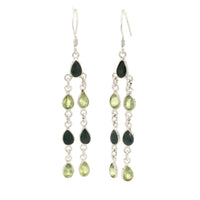 11.40 Ct Peridot, Sapphire 925 Sterling Silver Earrings