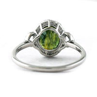 3.27 Ct Oval Mixed Cut Natural Green Sapphire 950 Platinum Ring