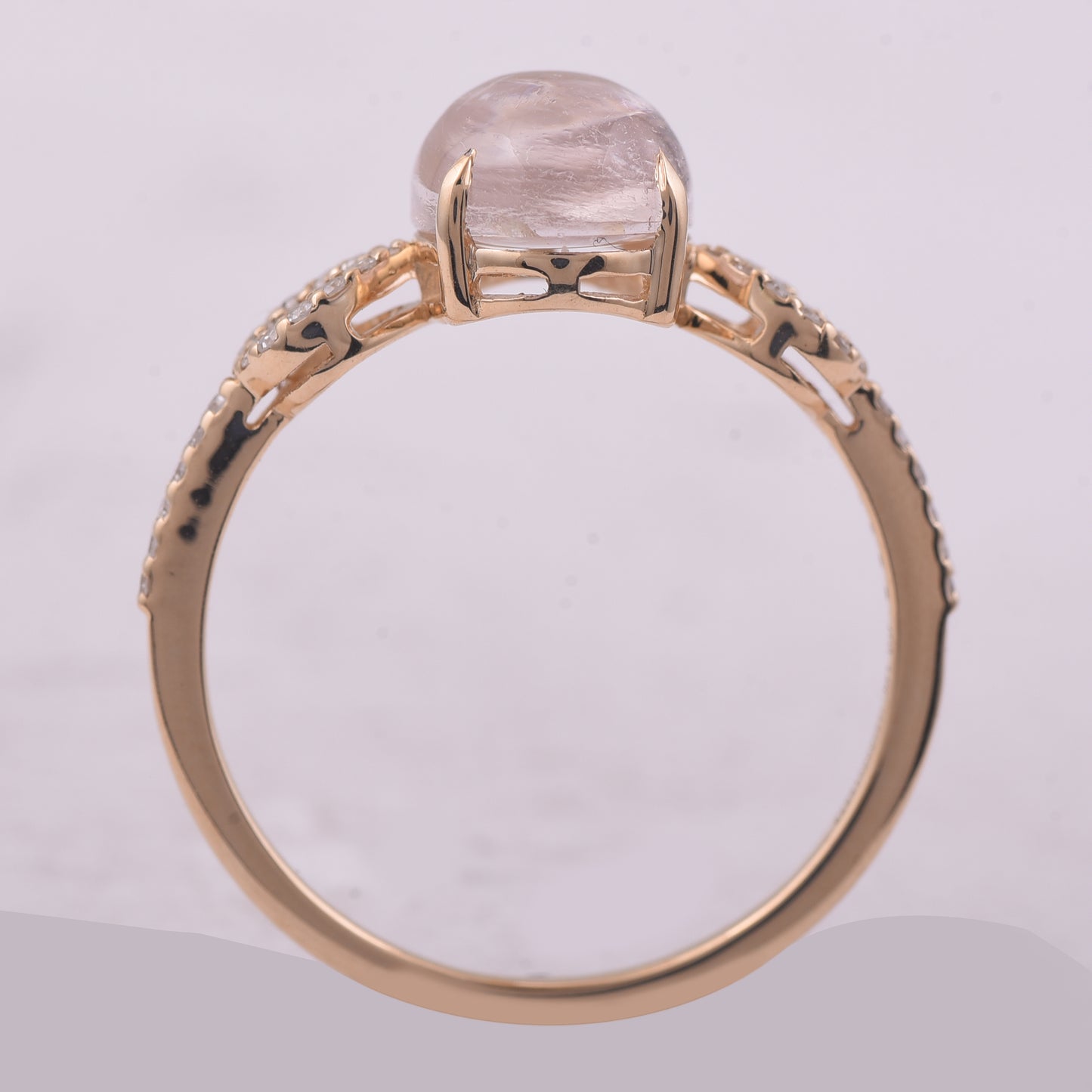 2.50 Ct Oval Cabochon Cut Natural Pink Tourmaline 14K Gold Ring