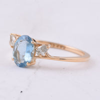 1.01 Ct Oval Natural Aquamarine 14K Gold Ring