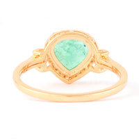 0.93 Ct Pear Mixed Cut Natural Emerald 14K Gold Ring