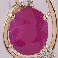 2.68 Ct Oval Natural Ruby 14K Gold Pendant