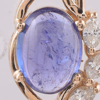 1.32 Ct Oval Cabochon Cut Natural Tanzanite 14K Gold Pendant