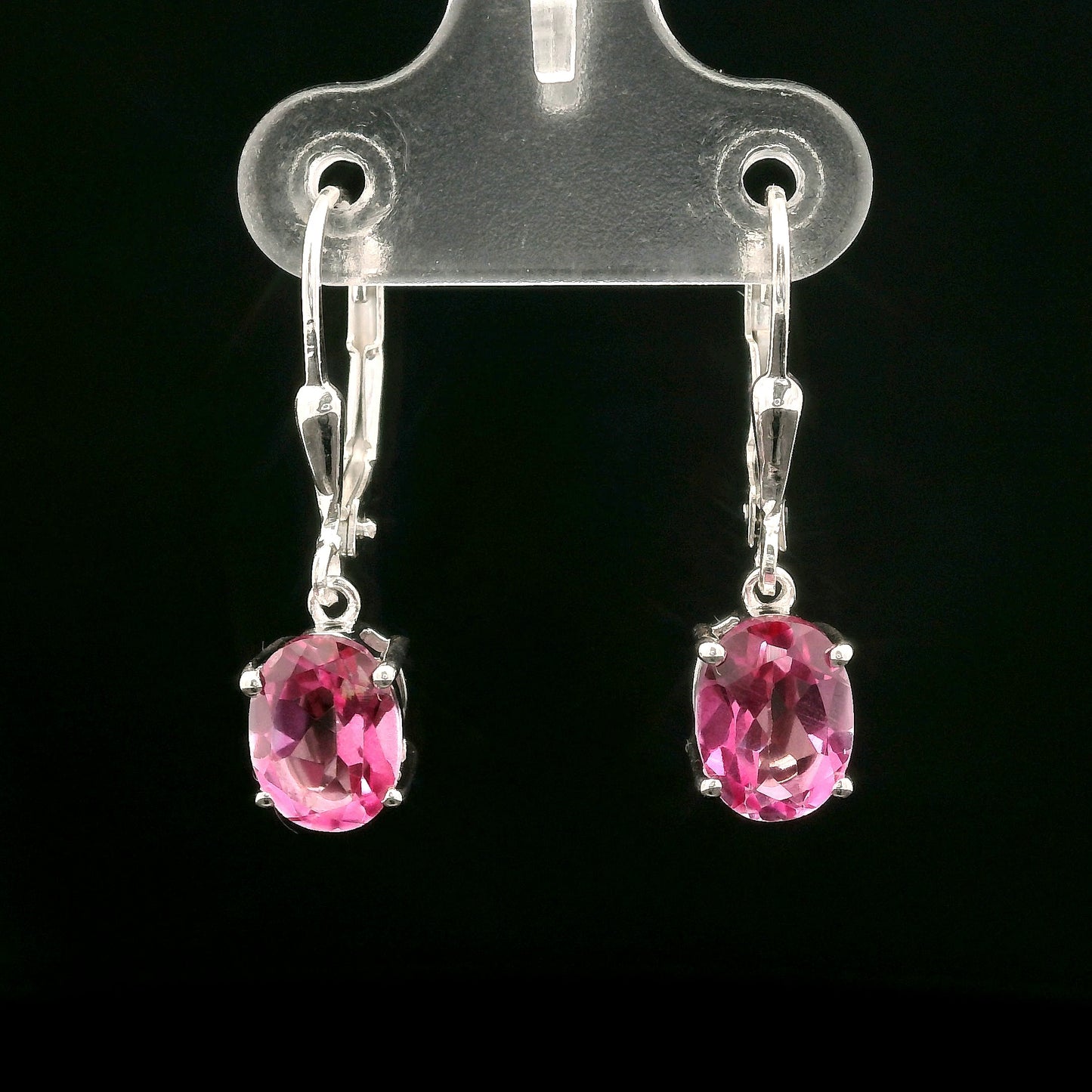3.16 Ct Oval Pink Topaz 925 Sterling Silver Earrings