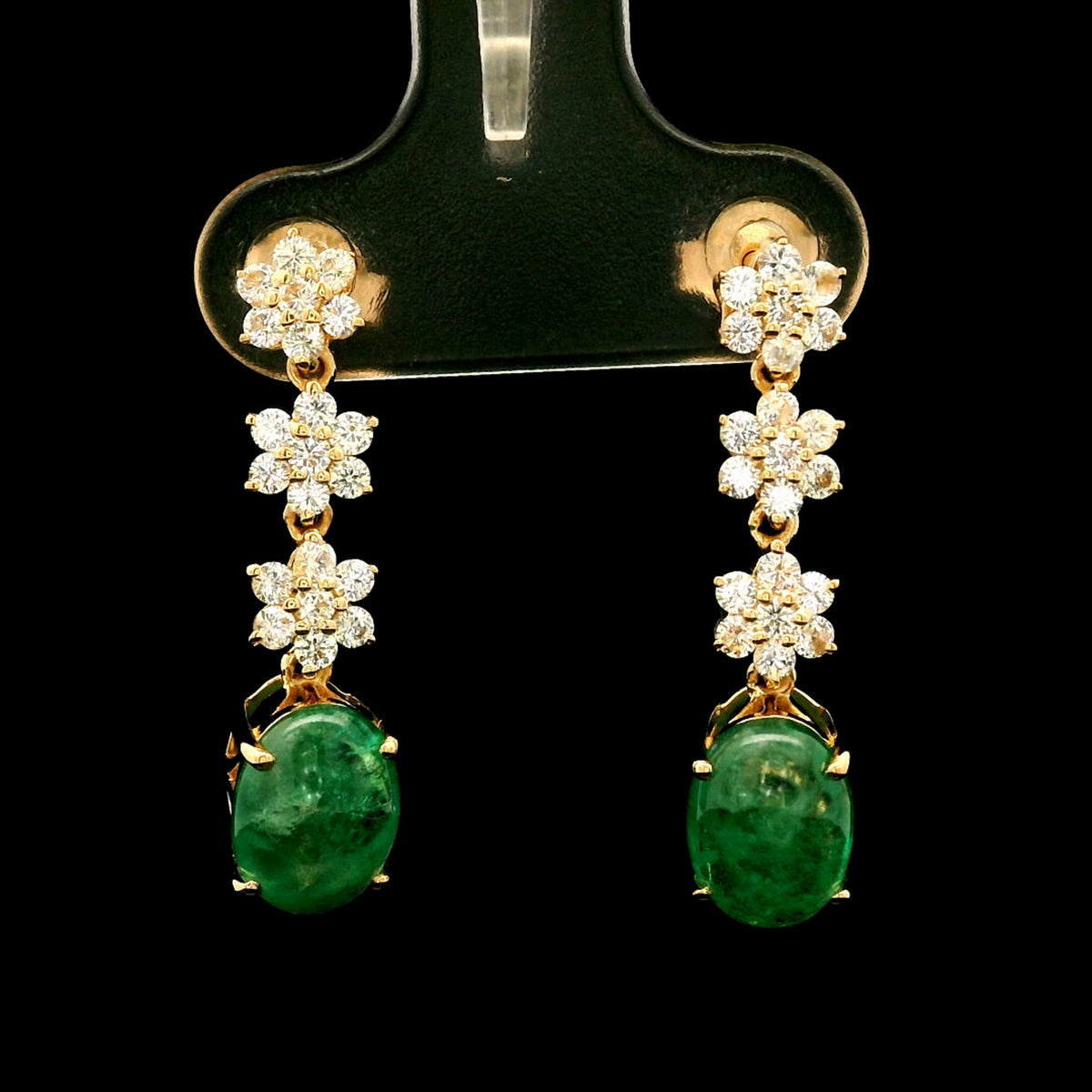 3.30 Ct Oval Emerald 14K Gold Earrings