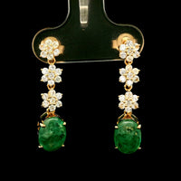 3.30 Ct Oval Emerald 14K Gold Earrings