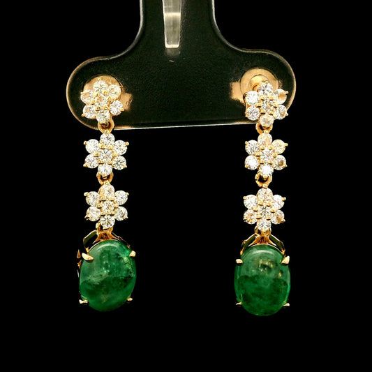 3.30 Ct Oval Emerald 14K Gold Earrings