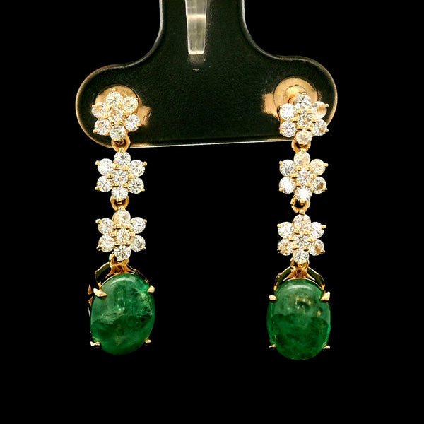 3.30 Ct Oval Emerald 14K Gold Earrings