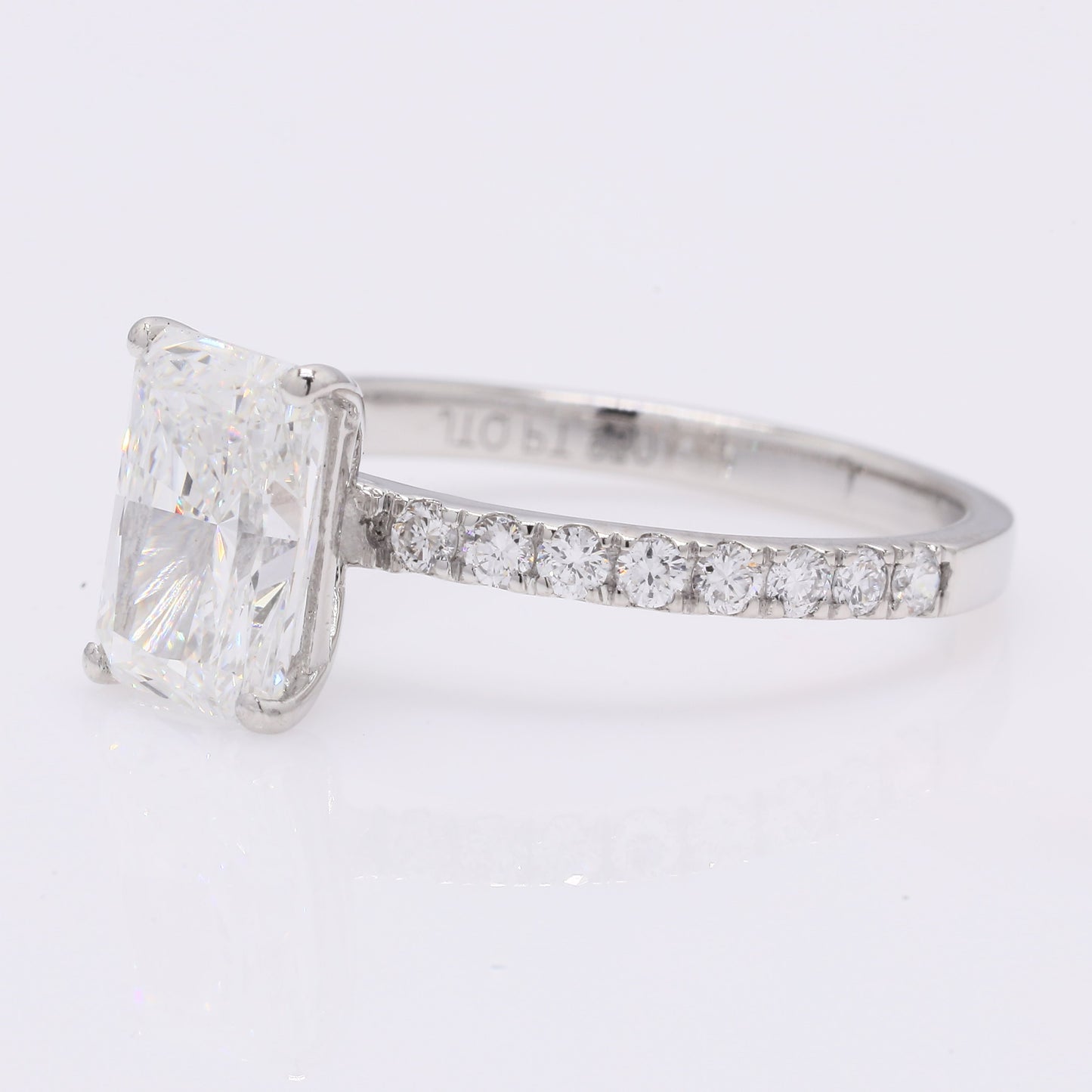 2.12 Ct Cut Cornere Rectangular Modifie Brilliant Lab Grown Diamond 950 Platinum Ring