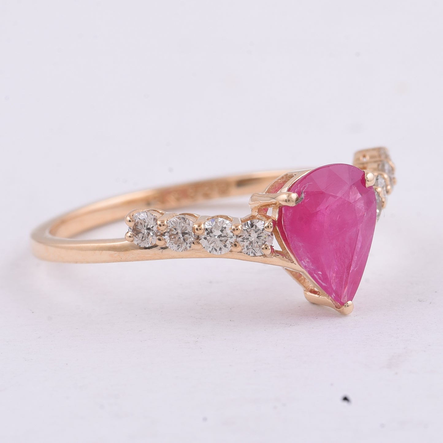 1.39 Ct Pear Natural Ruby 14K Gold Ring