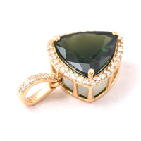 2.12 Ct Triangle Mixed Cut Natural Green Tourmaline 14K Gold Pendant