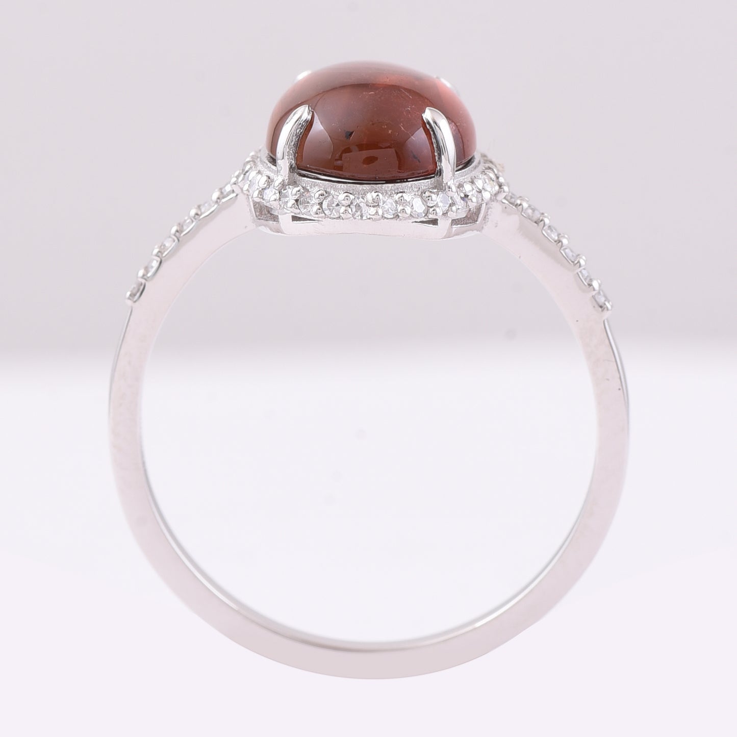 2.58 Ct Oval Cabochon Cut Natural Rubellite 950 Platinum Ring