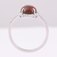 2.58 Ct Oval Cabochon Cut Natural Rubellite 950 Platinum Ring