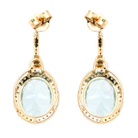 5.31 Ct Oval Mixed Cut Natural Aquamarine 14K Gold Earrings
