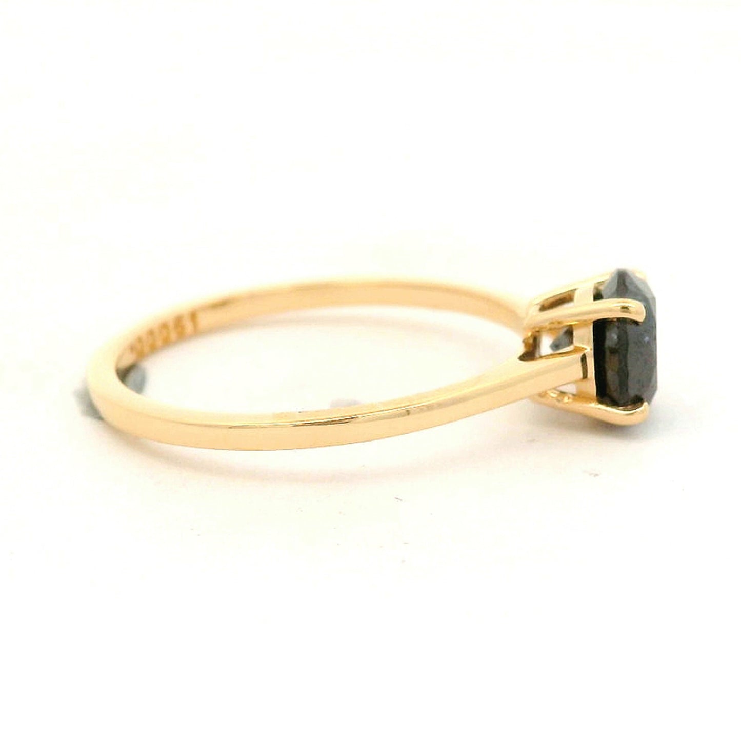 1.14 Ct Round Black Diamond 14K Gold Ring