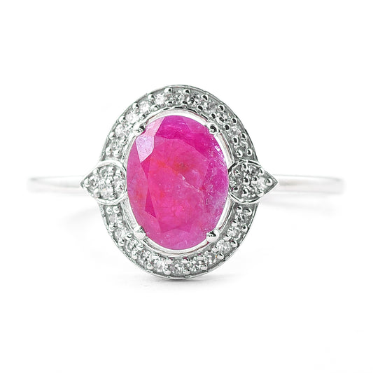 1.18 Ct Oval Mixed Cut Natural Ruby 950 Platinum Ring