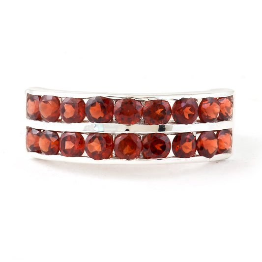2.59 Ct Round Garnet 925 Sterling Silver Ring