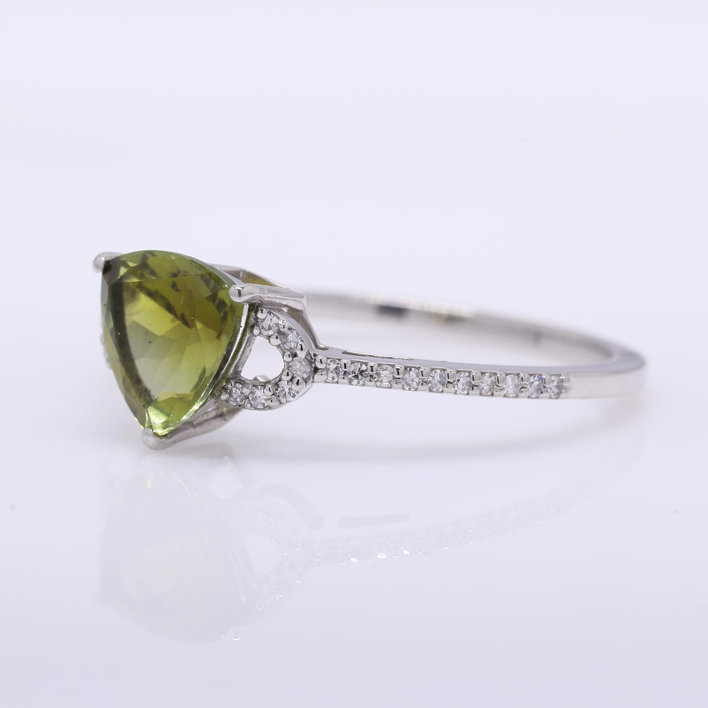1.33 Ct Triangle Mixed Cut Natural Green Tourmaline 950 Platinum Ring