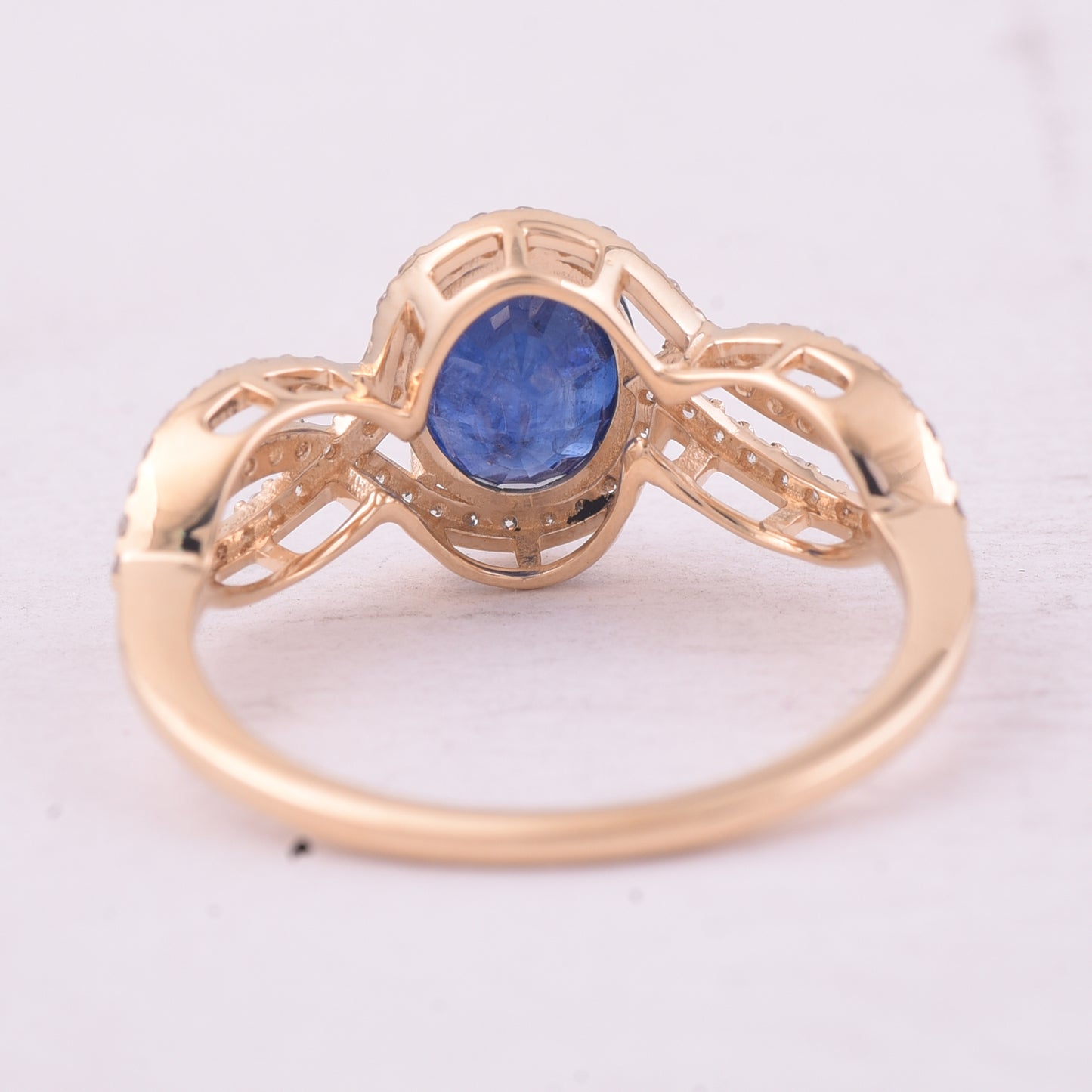 2.04 Ct Oval Mixed Cut Natural Sapphire 14K Gold Ring