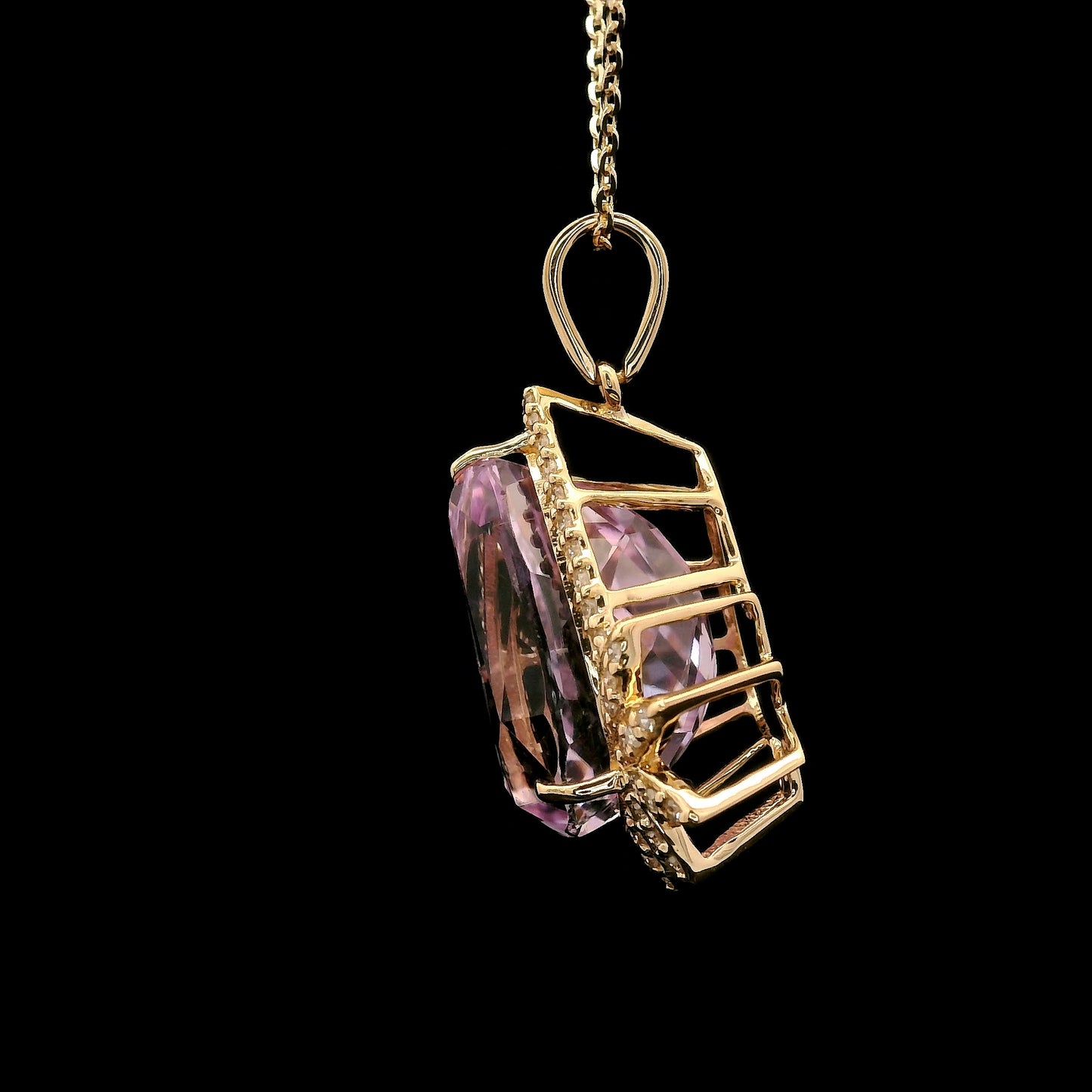 8.00 Ct Pear Kunzite 14K Gold Pendant