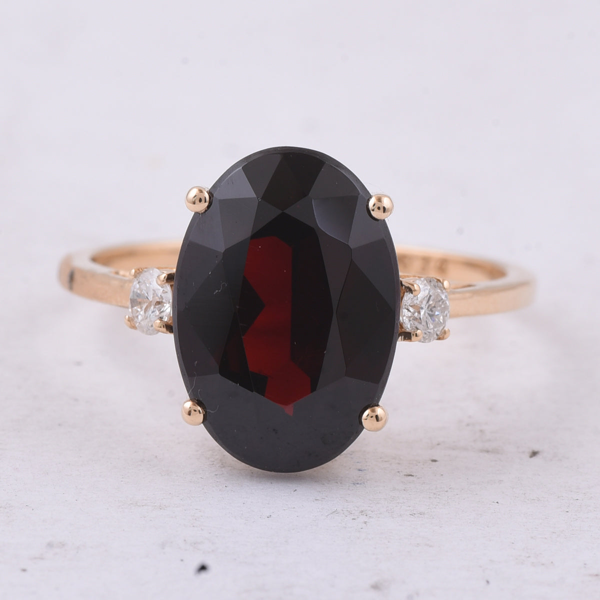 5.81 Ct Oval Natural Garnet 14K Gold Ring