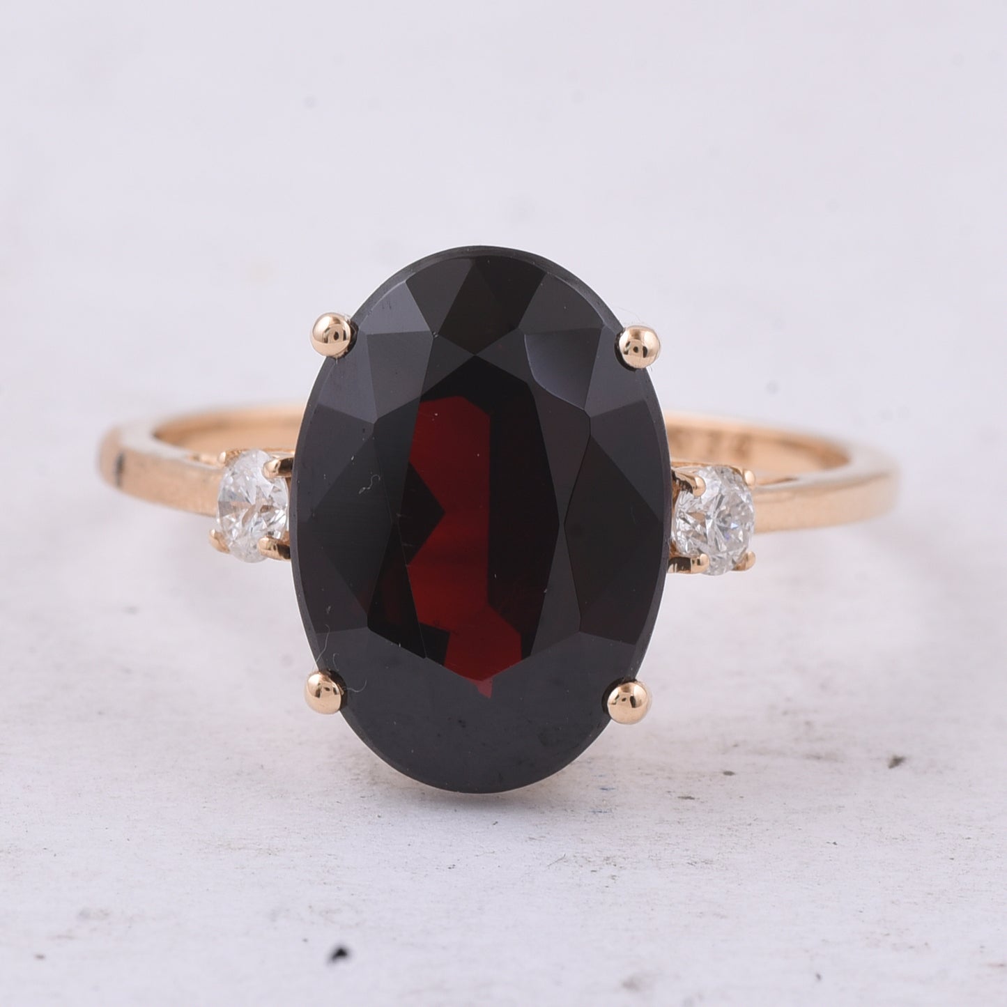 5.81 Ct Oval Natural Garnet 14K Gold Ring