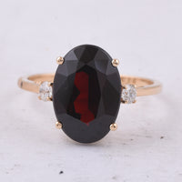 5.81 Ct Oval Natural Garnet 14K Gold Ring