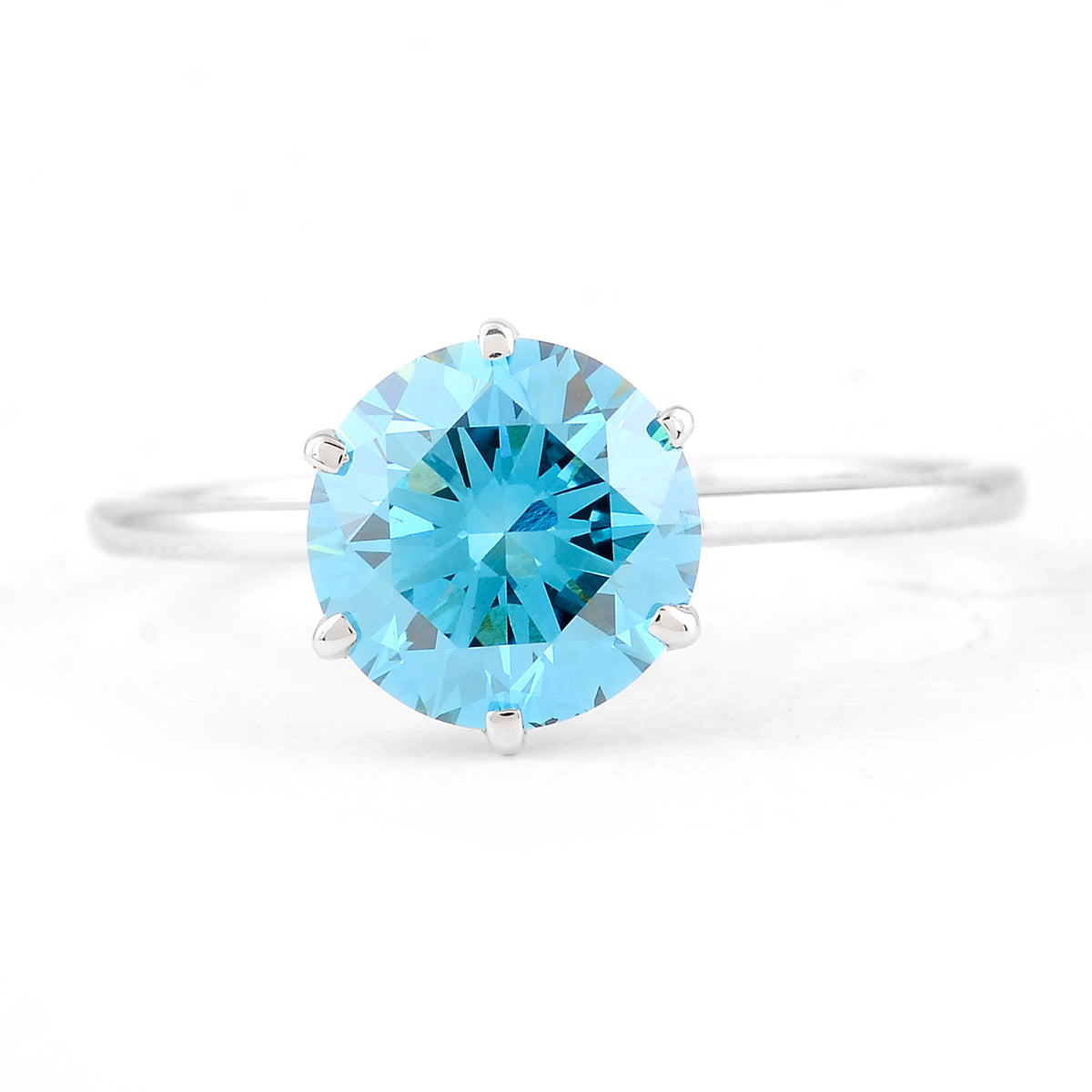 2.00 Carats Blue Lab Grown Diamond 14K Gold Ring
