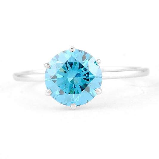 2.00 Carats Blue Lab Grown Diamond 14K Gold Ring
