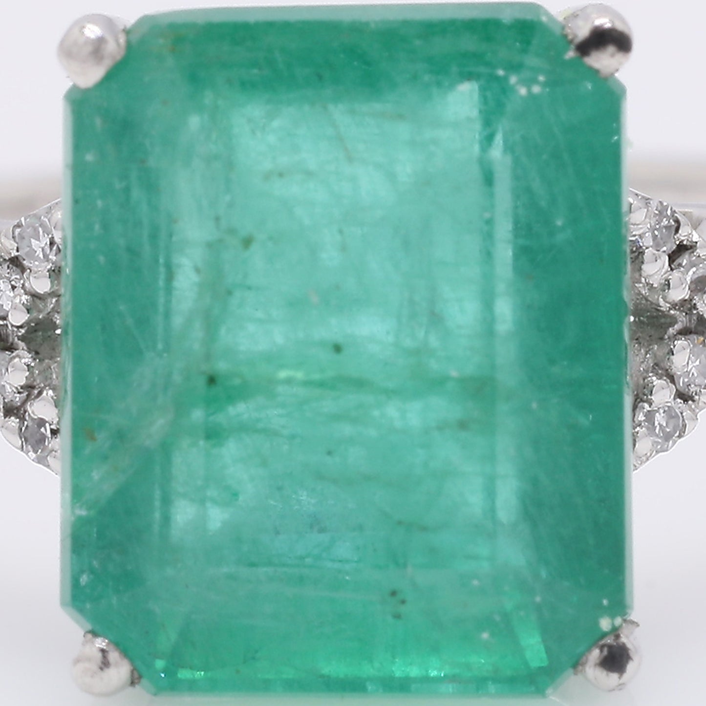 3.33 Ct Octagon Step Cut Natural Emerald 950 Platinum Ring
