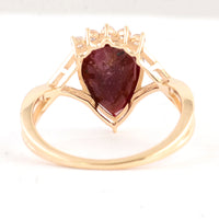 3.36 Ct Pear Ruby 14K Gold Ring