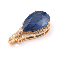 3.88 Ct Pear Mixed Cut Natural Sapphire 14K Gold Pendant